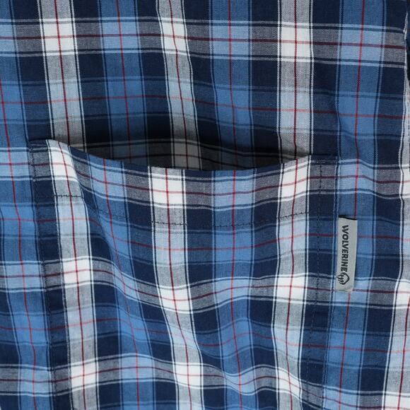 Wolverine Shirt Mens Large Blue Plaid Long Sleeve Button Down Cotton Blend - Picture 5 of 10